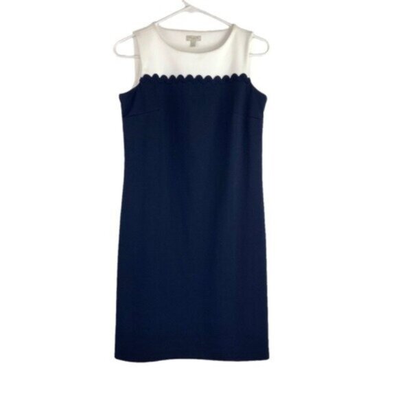 NWT Talbots Sheath Dress Colorblocked Scallop Detail - Picture 1 of 4